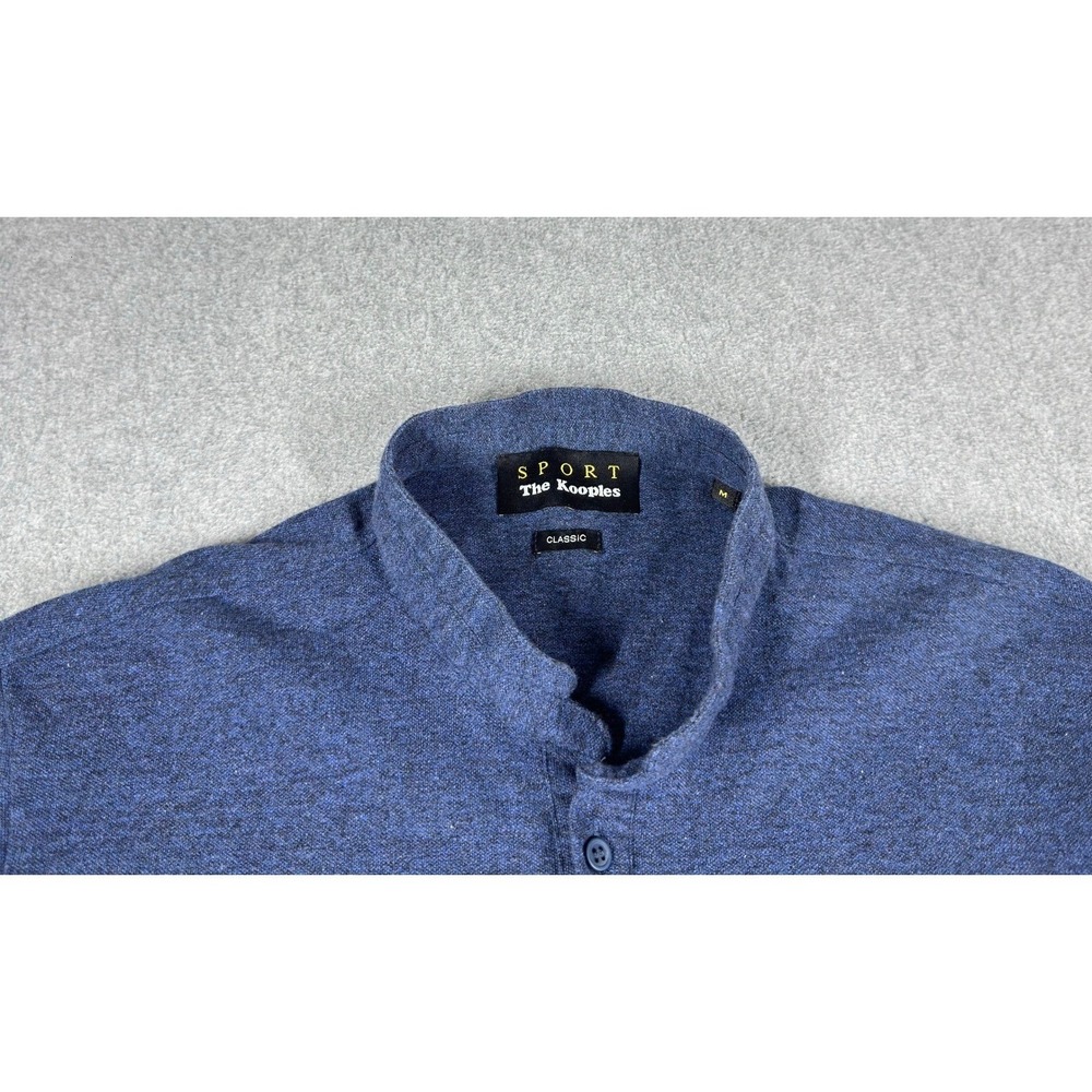 The Kooples Sport Mens M Blue Fitted Mandarin Collar Polo Shirt Crest Logo